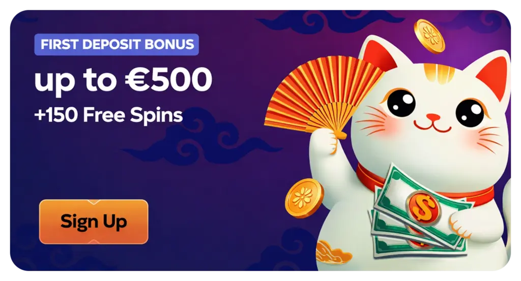 Manekispin Casino first deposit bonus €500 free spins