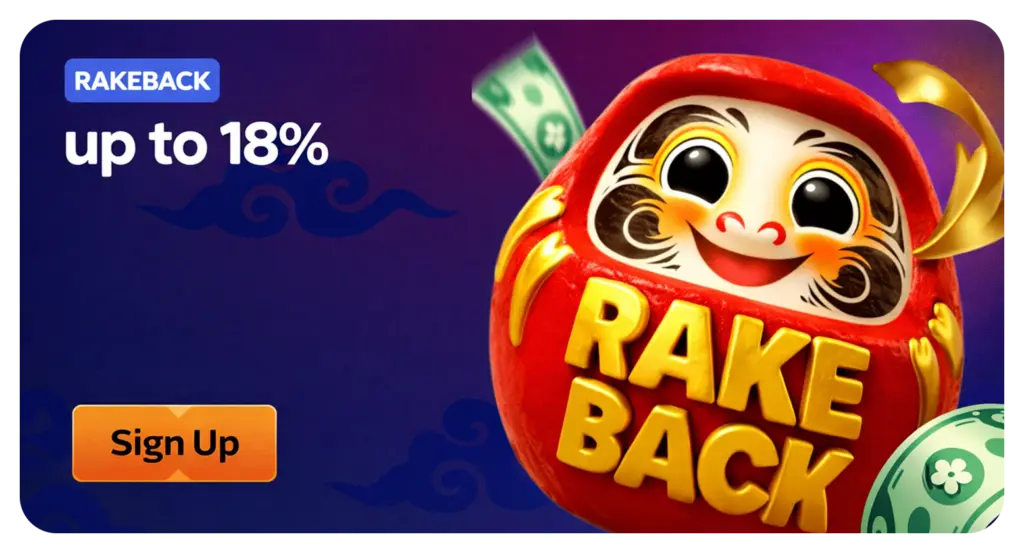 Manekispin Casino rakeback bonus up to 18 percent cashback