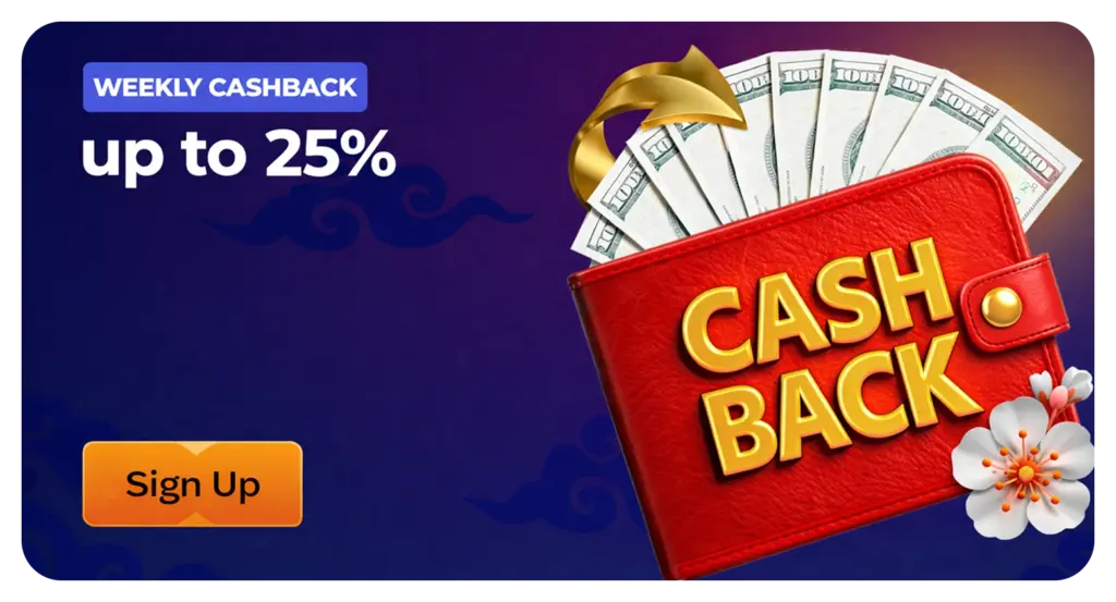 Manekispin Casino weekly cashback bonus up to 25 percent
